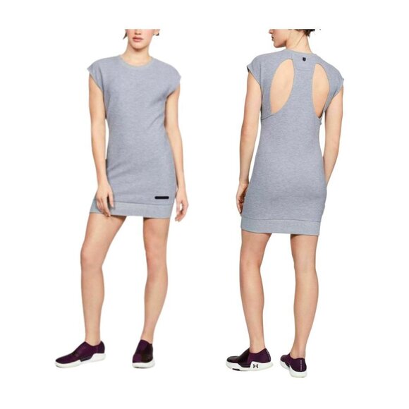 Under Armour Women's Slip on Dress Size S Heather Gray Unstoppable Knit Stretch - Picture 1 of 11